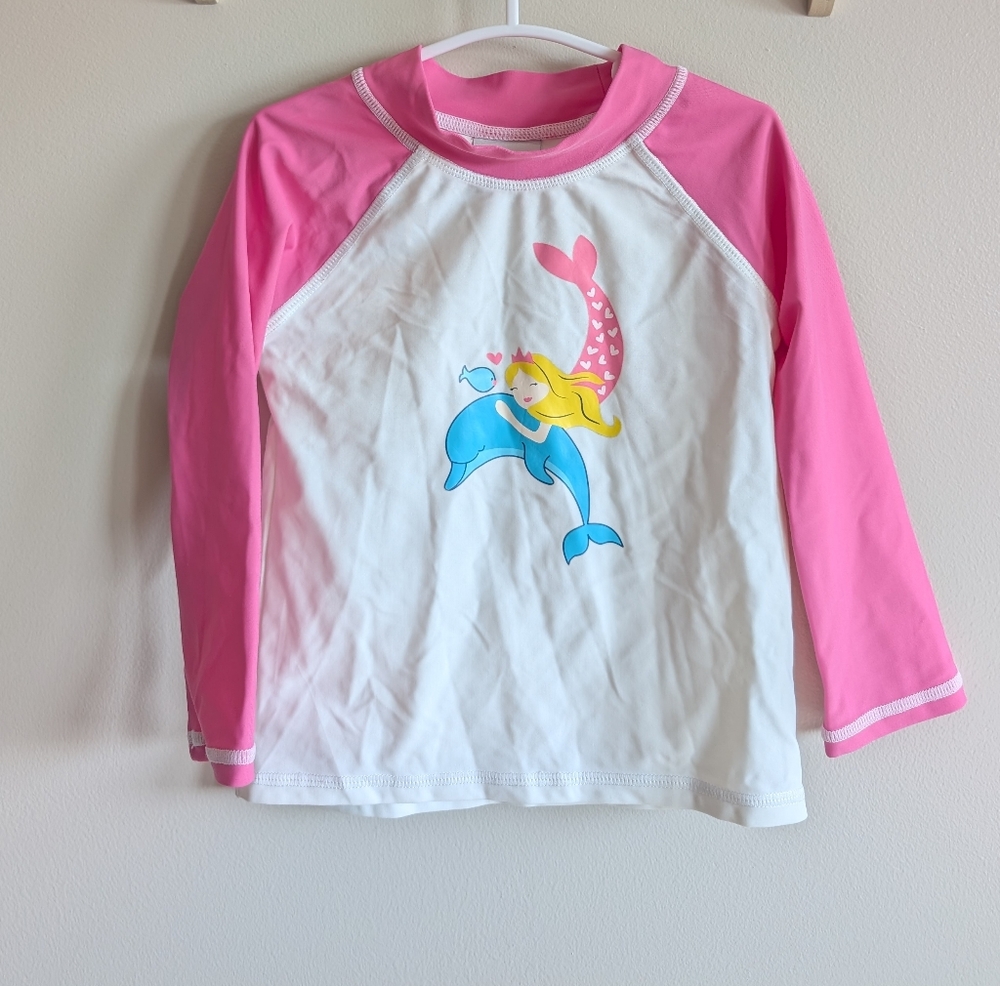 Flap Happy Pink and White Mermaid Swim Top